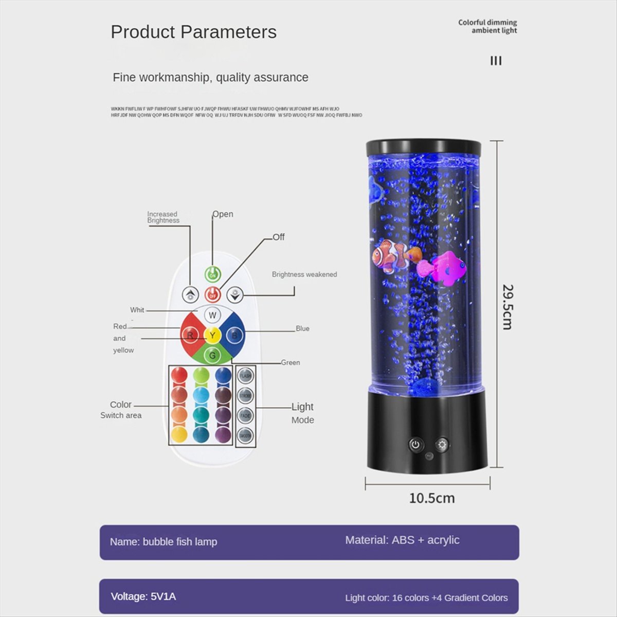 Aquarium Fish Colour - A99Z Mini RGB Kabarcık Balık Lambası